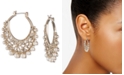 Marchesa Gold-Tone Crystal & Imitation Pearl 1-2/5" Filigree Medium Hoop Earrings  